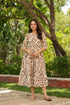 Women Abstract Printed Pure Cotton Tiered Fit & Flare Midi Dress